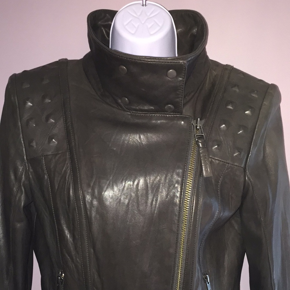 Mackage leather jacket Gunmetal studded shoulders - Picture 6 of 9